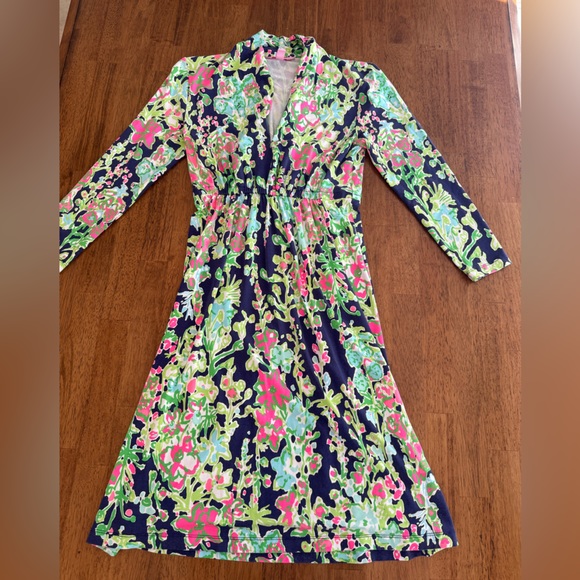Lilly Pulitzer Alexandra Dress SZ XS Navy Southern Charm - Picture 3 of 14